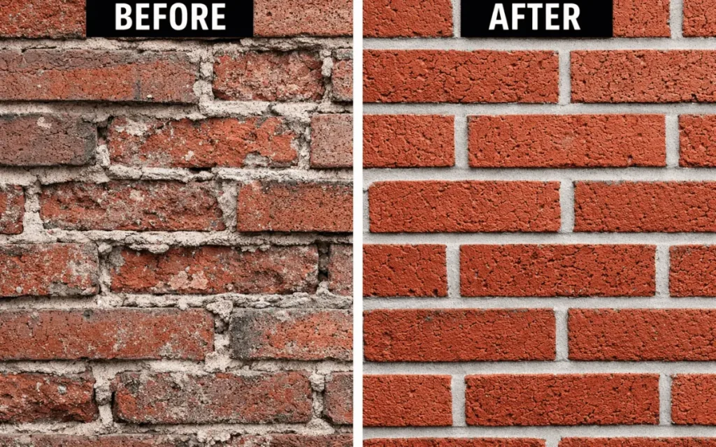 before after brick repointing