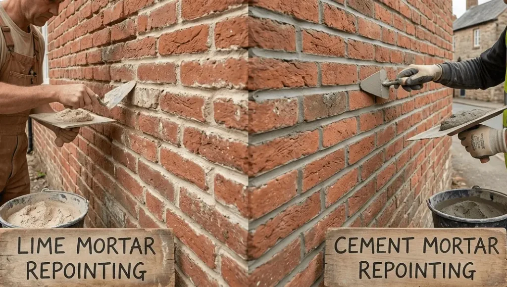 lime mortar repointing vs cement